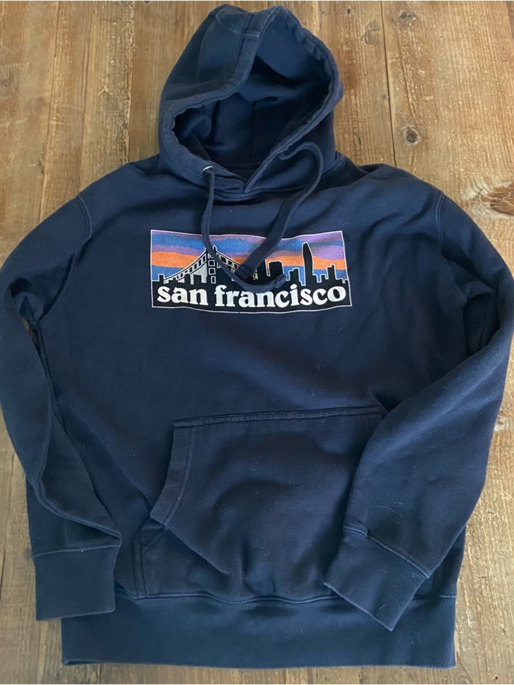 San Francisco California Navy Hoodie - Classic City Sweatshirt Medium
